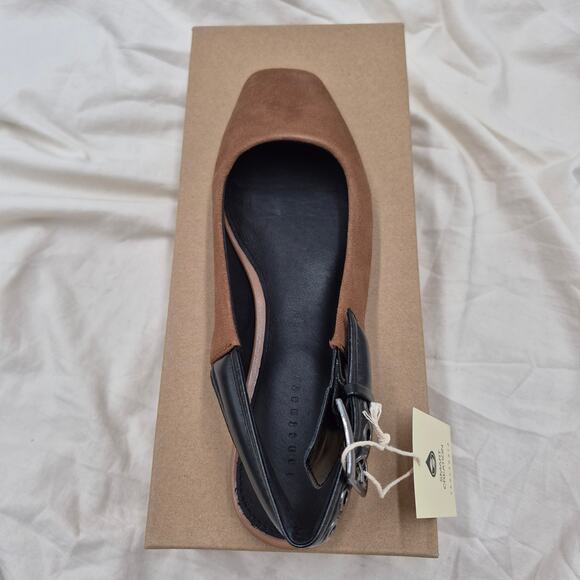 NEW Sanctuary Kitchy Slingback Flats Leather Saddle Tan Square toe Womens size 7 - Picture 8 of 11